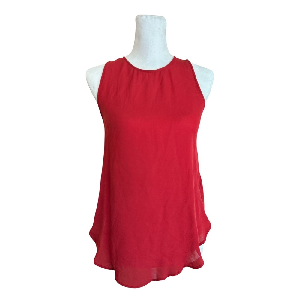 Haute Hippie Red 100% Silk Draped Cowl Back Sleeveless Top Small MHSP14-5270